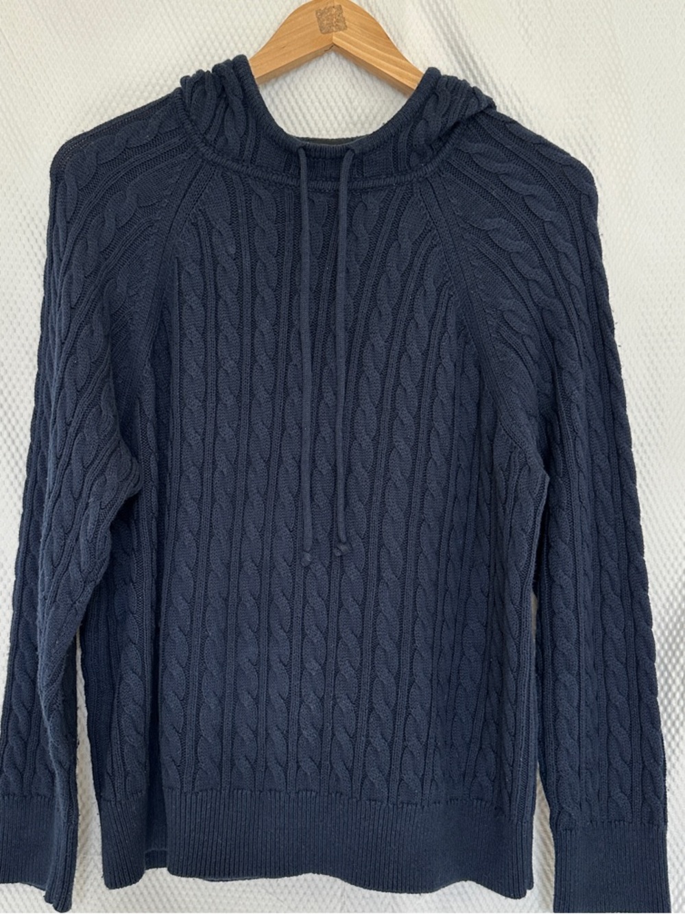 J. Crew Navy Cable-Knit Hooded Turtleneck Sweater